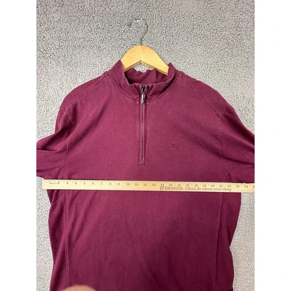 Tommy Bahama Sweater Mens XL Maroon Quarter Zip Pullover Casual Golf Sweater - Picture 6 of 9